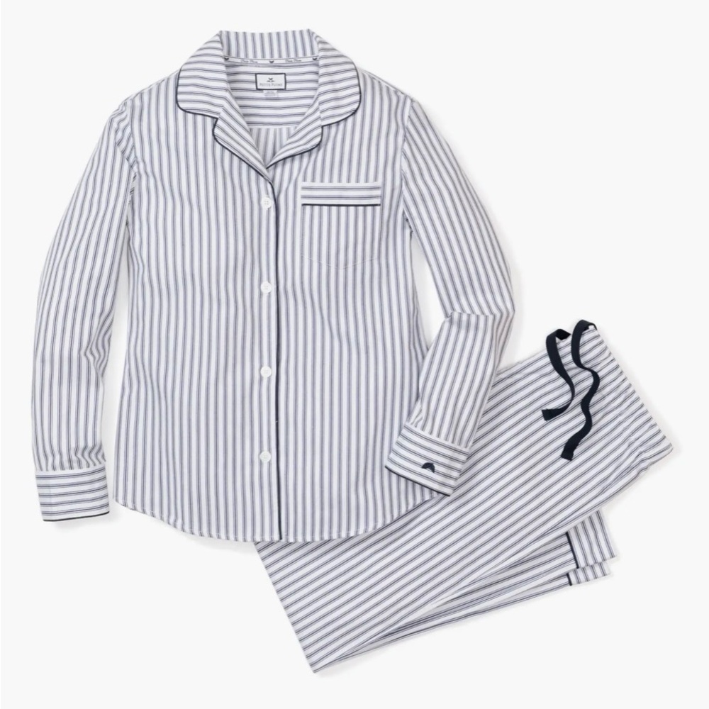 New Petite Plume Women’s Navy French Ticking Twill Pajamas (ALMOST SOLD OUT)
